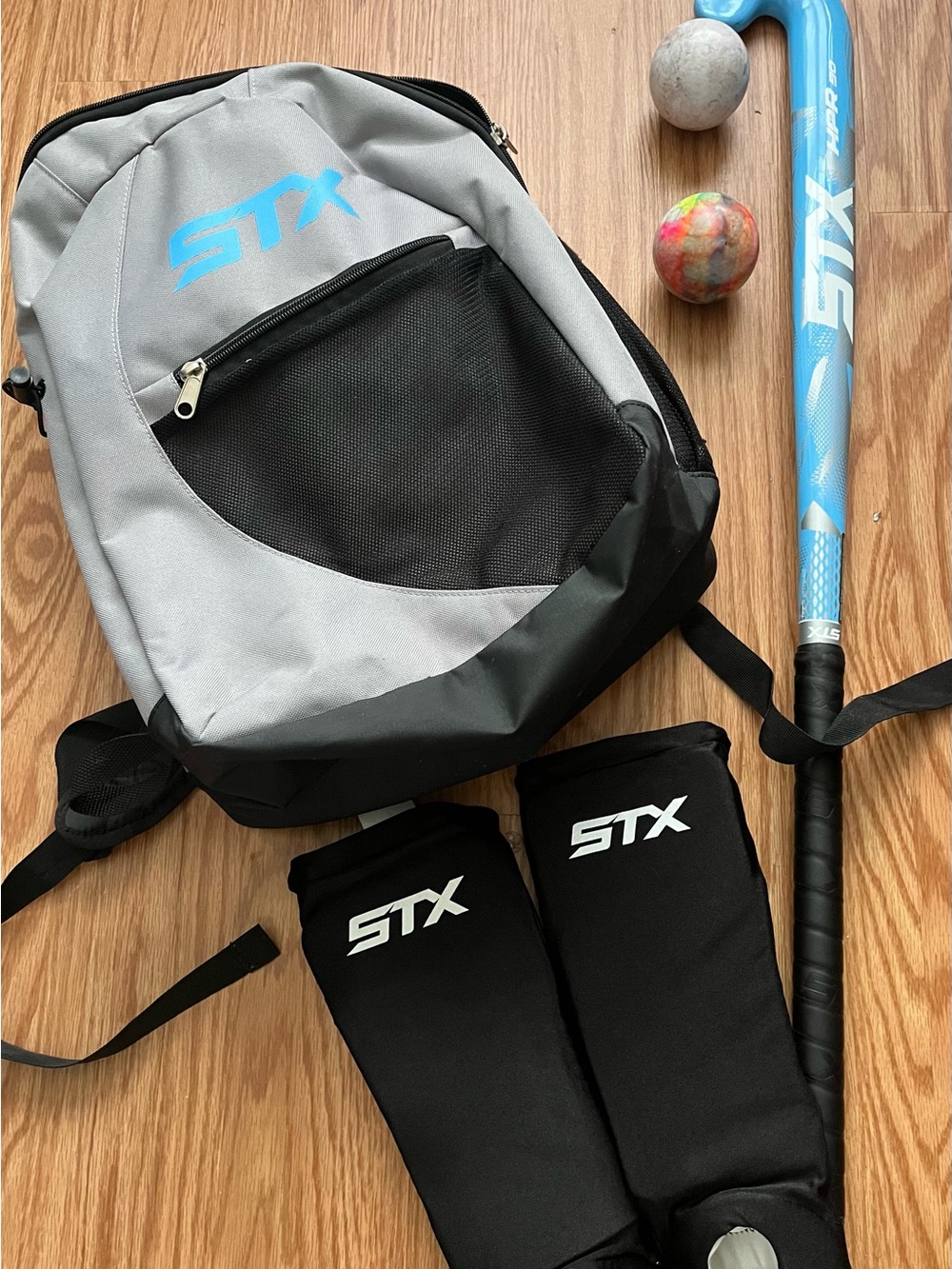 STX Field Hocky Backpack & Gear Set in Gray, Black & Blue